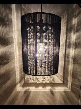 Black Crystal Drum Pendant Light by